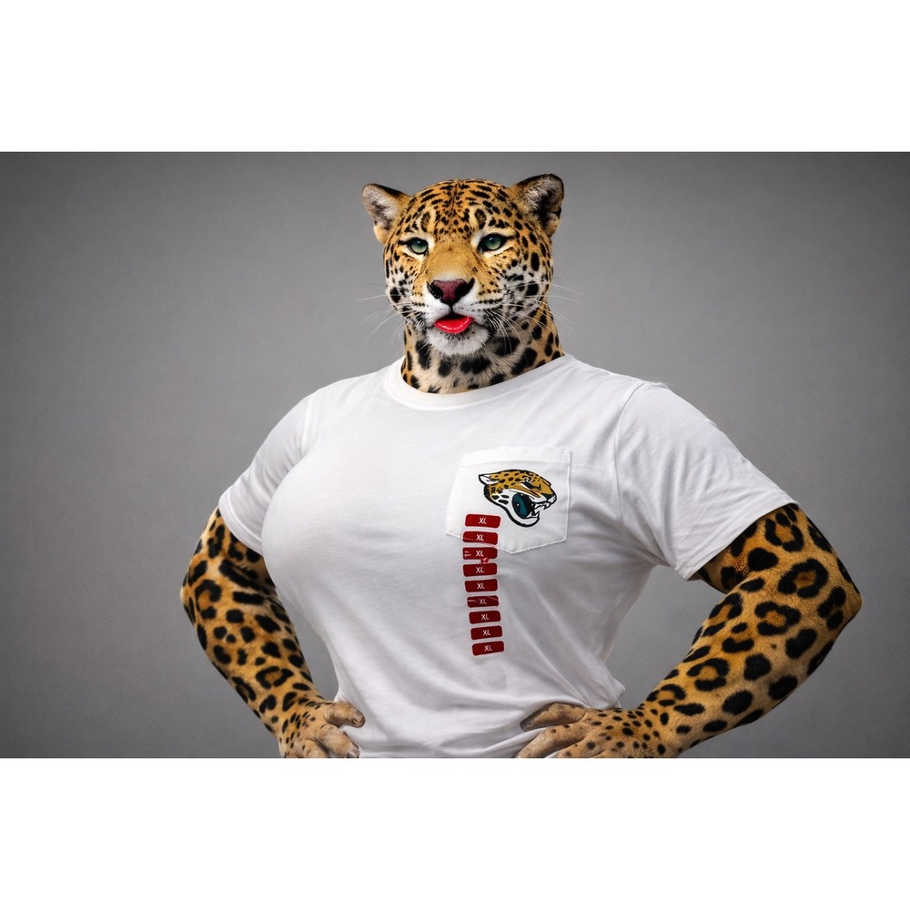 NFL Jacksonville Jaguars Womens XL T-Shirt White Glitter‎ Pocket Logo New